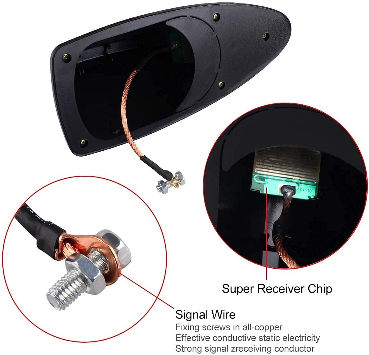 Universal Car Antenna, Shark Fin Antenna Roof Aerial Base AM FM Radio Signal