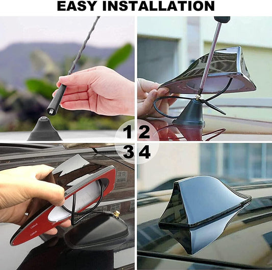 Universal Car Antenna, Shark Fin Antenna Roof Aerial Base AM FM Radio Signal