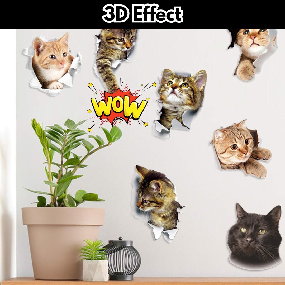 3D Cat Stickers